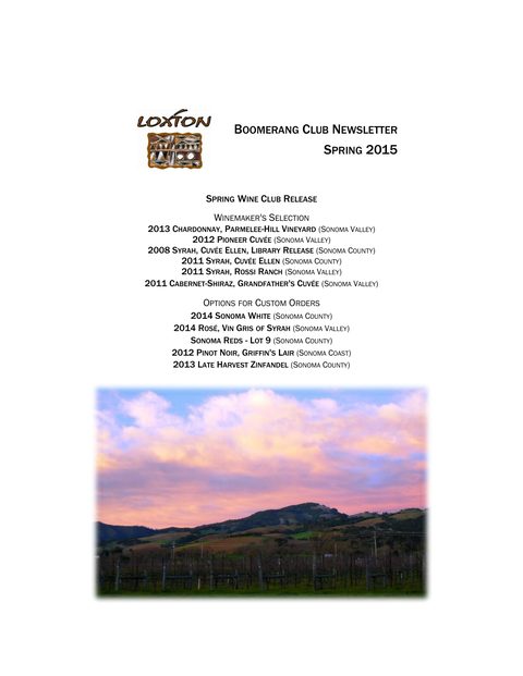 Cover of the Spring 2015 Boomerang Club newsletter