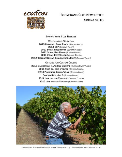 Cover of the Spring 2016 Boomerang Club newsletter