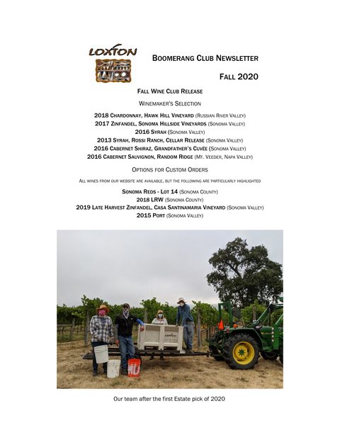Cover of the Fall 2020 Boomerang Club newsletter