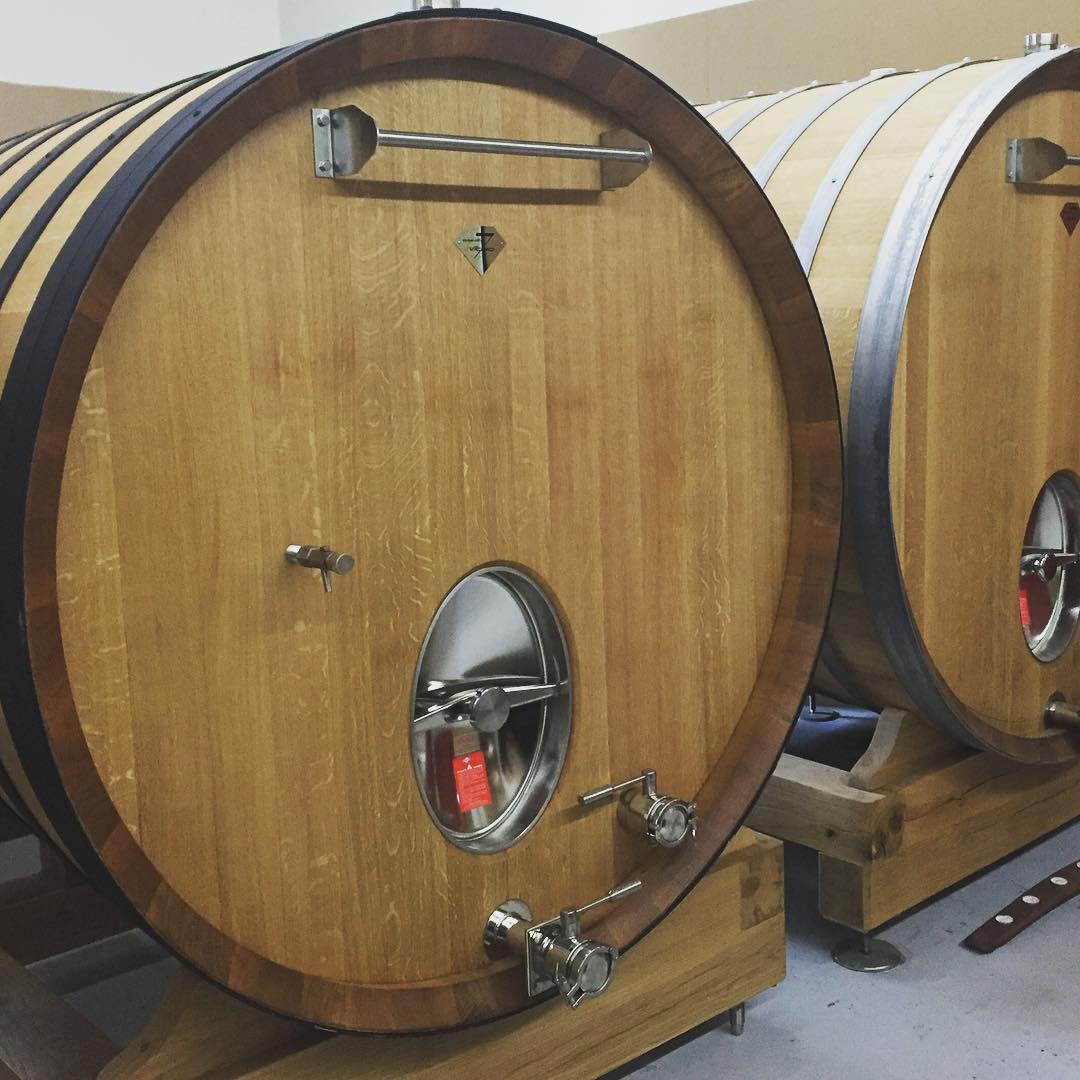 Large oak foudre barrels in the Loxton cellar
